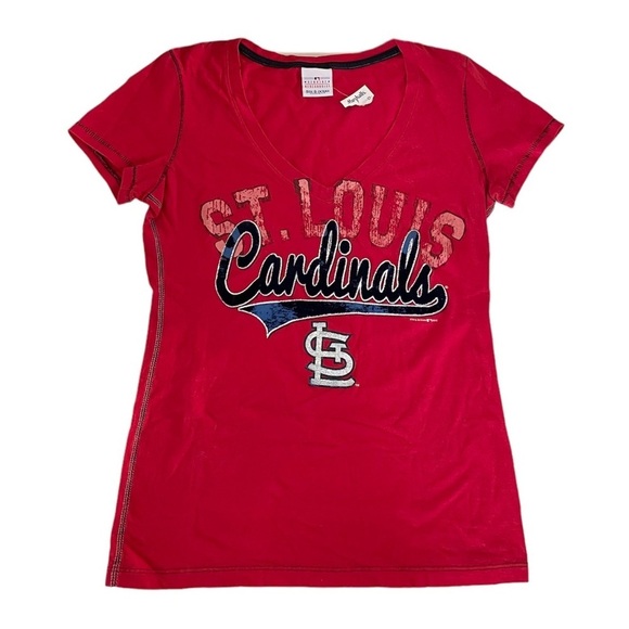 St. Louis Cardinals MLB Genuine Merchandise Women’s V-Neck Red T-shirt Small - Picture 1 of 13